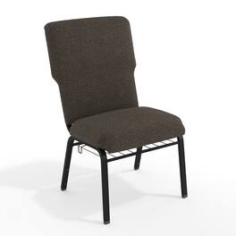 Emma + Oliver - Discount Church Chair - 21 in. Wide - Fossil Fabric/Black Frame