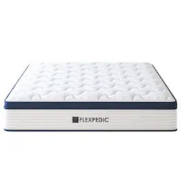 TinyHomie - 10in Queen Mattress Memory Foam Hybrid Mattress with Space Cotton Stronger Support Motion Isolation and Pressure Relief - White and Blue