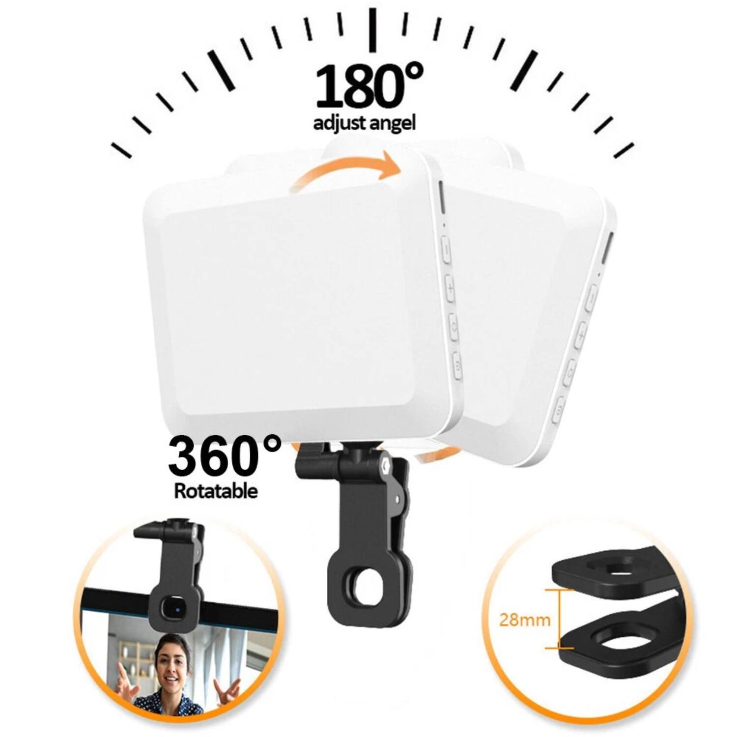 180° adjust angle  
360° Rotatable  
28mm