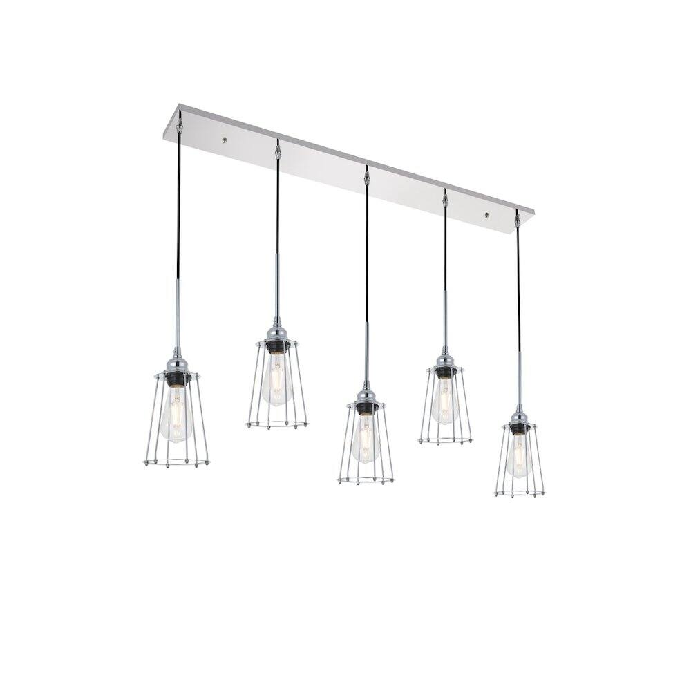 Alt View 2. Living District - Auspice 5 Light Chrome Pendant - Chrome.