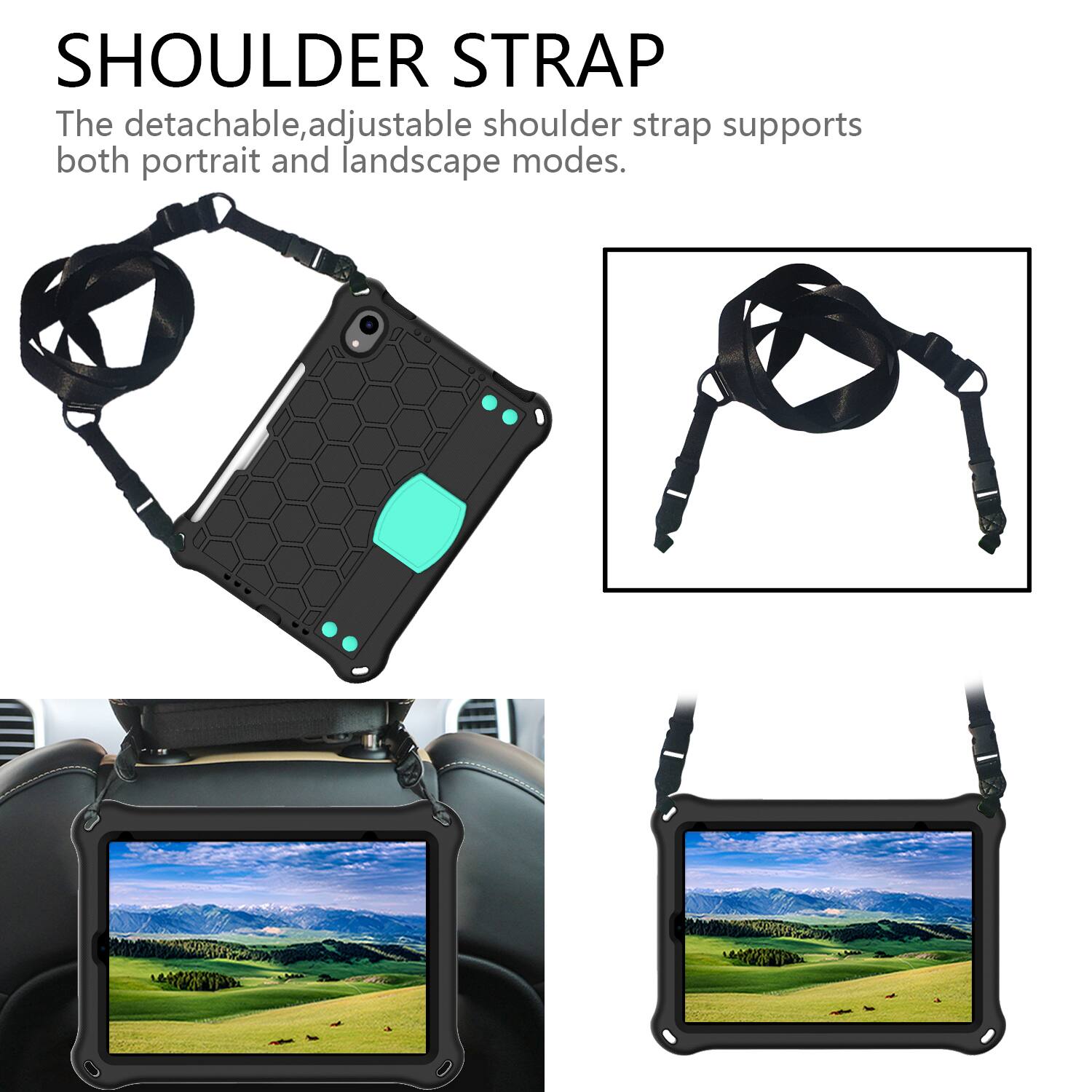 SHOULDER STRAP  
The detachable, adjustable shoulder strap supports both portrait and landscape modes.
