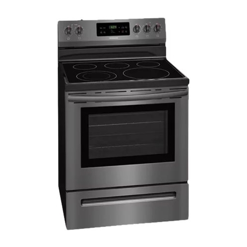 Left View: GE - 5.3 Cu. Ft. Freestanding Electric Convection Range - Stainless steel