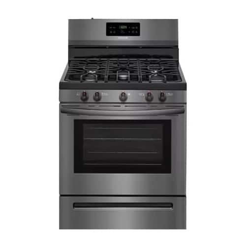 Frigidaire - 5.0 Cu. Ft. Freestanding Gas Range with Self-cleaning - Black Stainless Steel - Front_Zoom