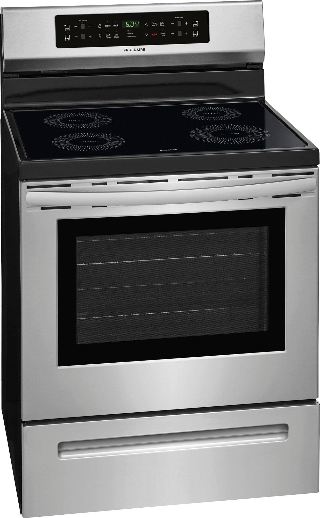 Angle. Frigidaire - 5.4 Cu. Ft. Self-Cleaning Freestanding Electric Induction Range - Stainless steel.