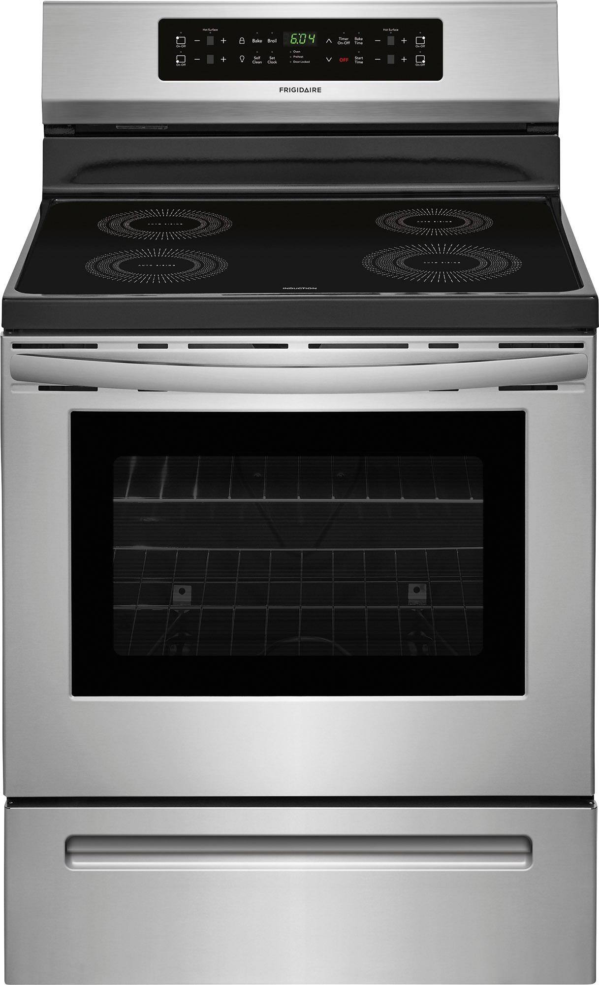 Front. Frigidaire - 5.4 Cu. Ft. Self-Cleaning Freestanding Electric Induction Range - Stainless steel.