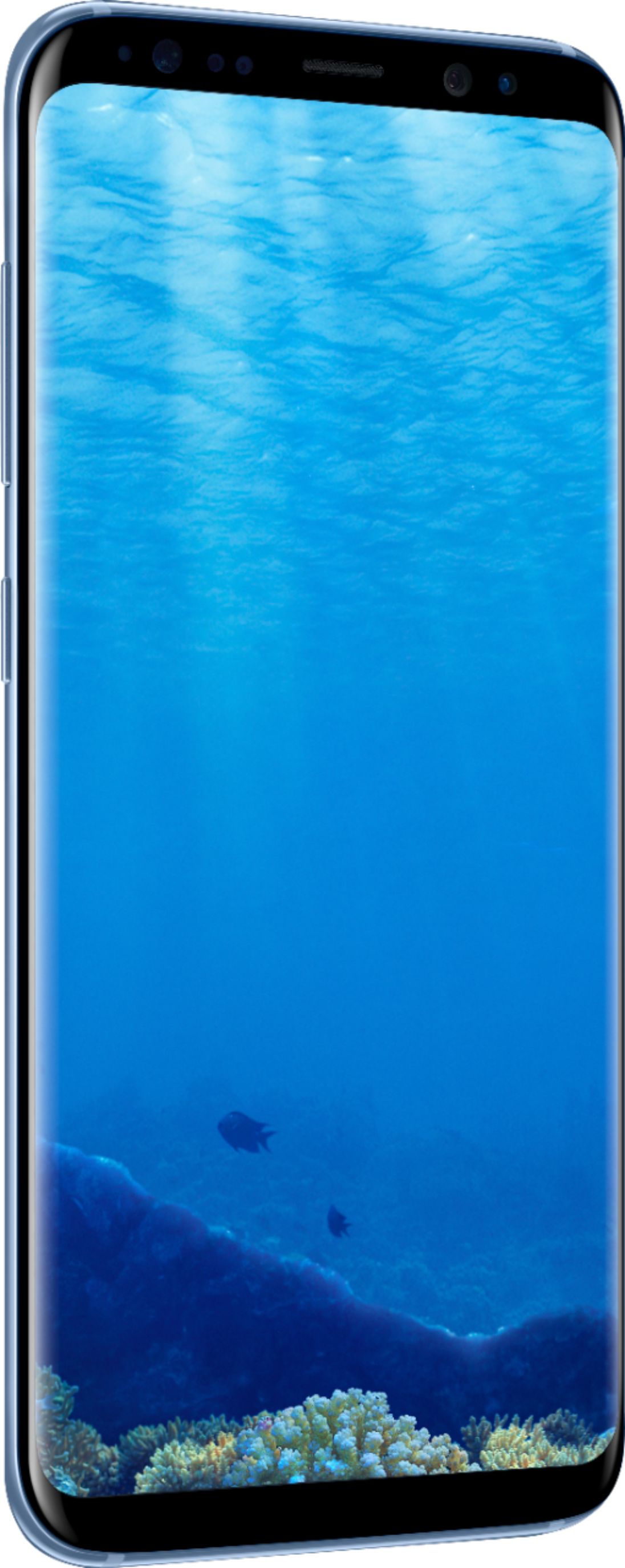 Angle View: Samsung - Refurbished Galaxy S8 4G LTE with 64GB Memory Cell Phone (Unlocked) - Coral Blue