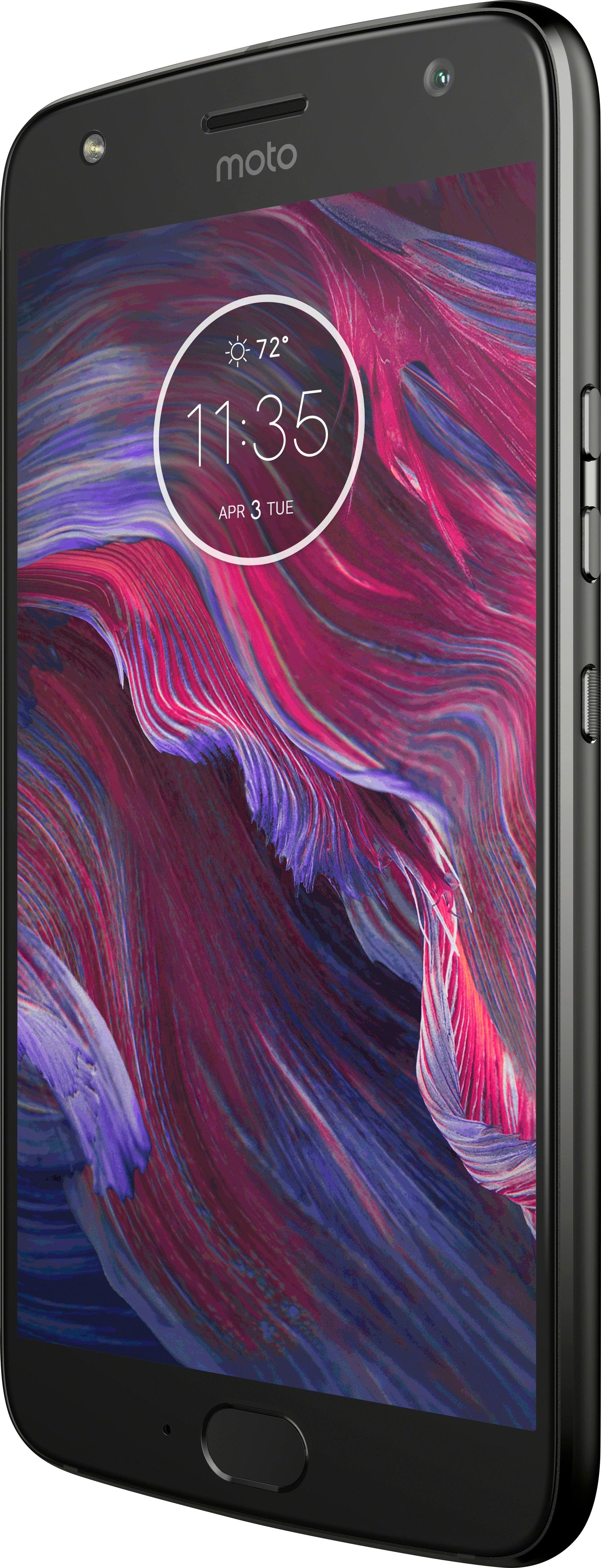 Left. Motorola - Geek Squad Certified Refurbished Moto X (4th Generation) 4G LTE with 32GB Memory Cell Phone (Unlocked) - Super Black.