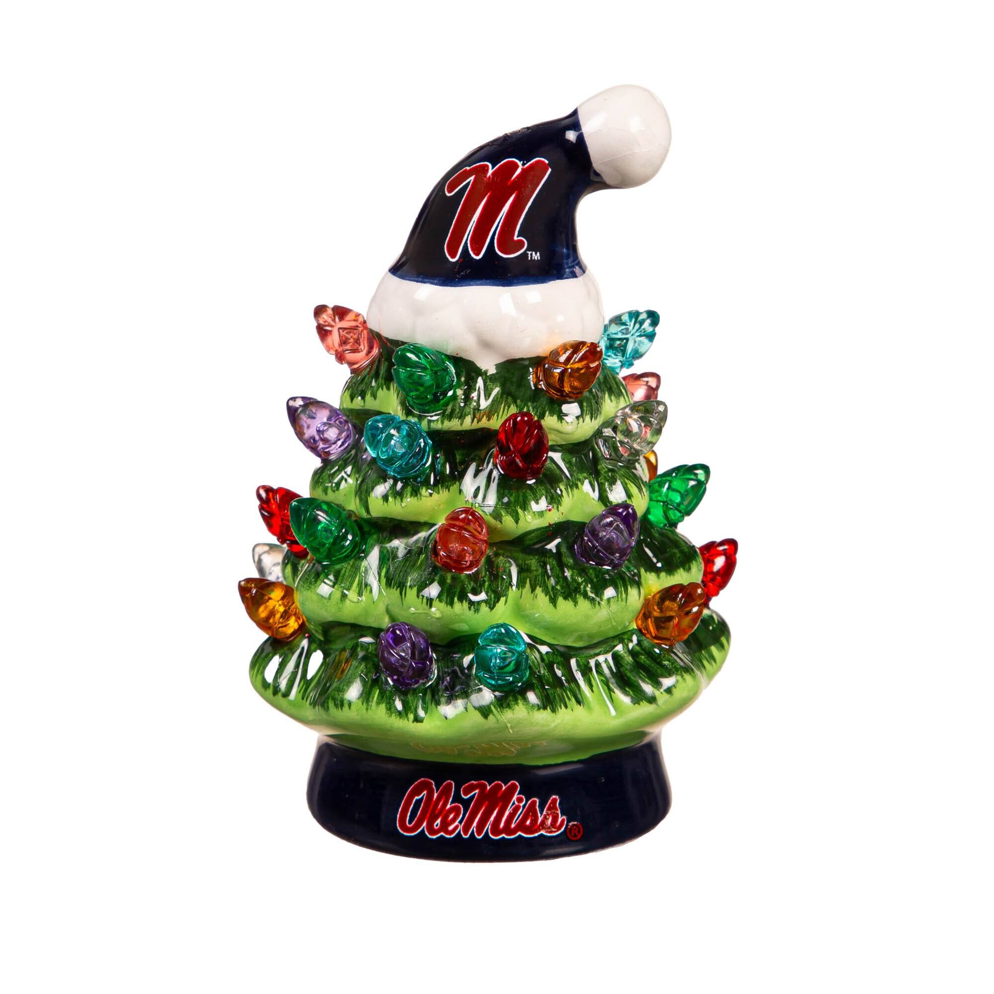 Alt View 1. Evergreen Enterprises - Ole Miss Rebels 2-Pack 4" Ceramic LED Christmas Tree Set - Multicolor.