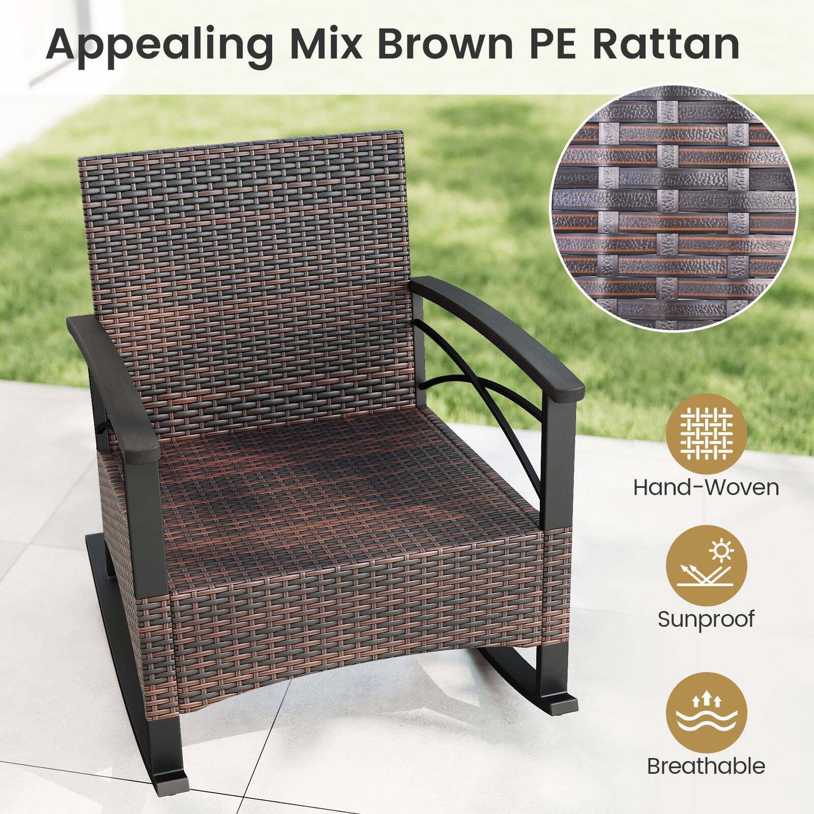Appealing Mix Brown PE Rattan

- Hand-Woven
- Sunproof
- Breathable
