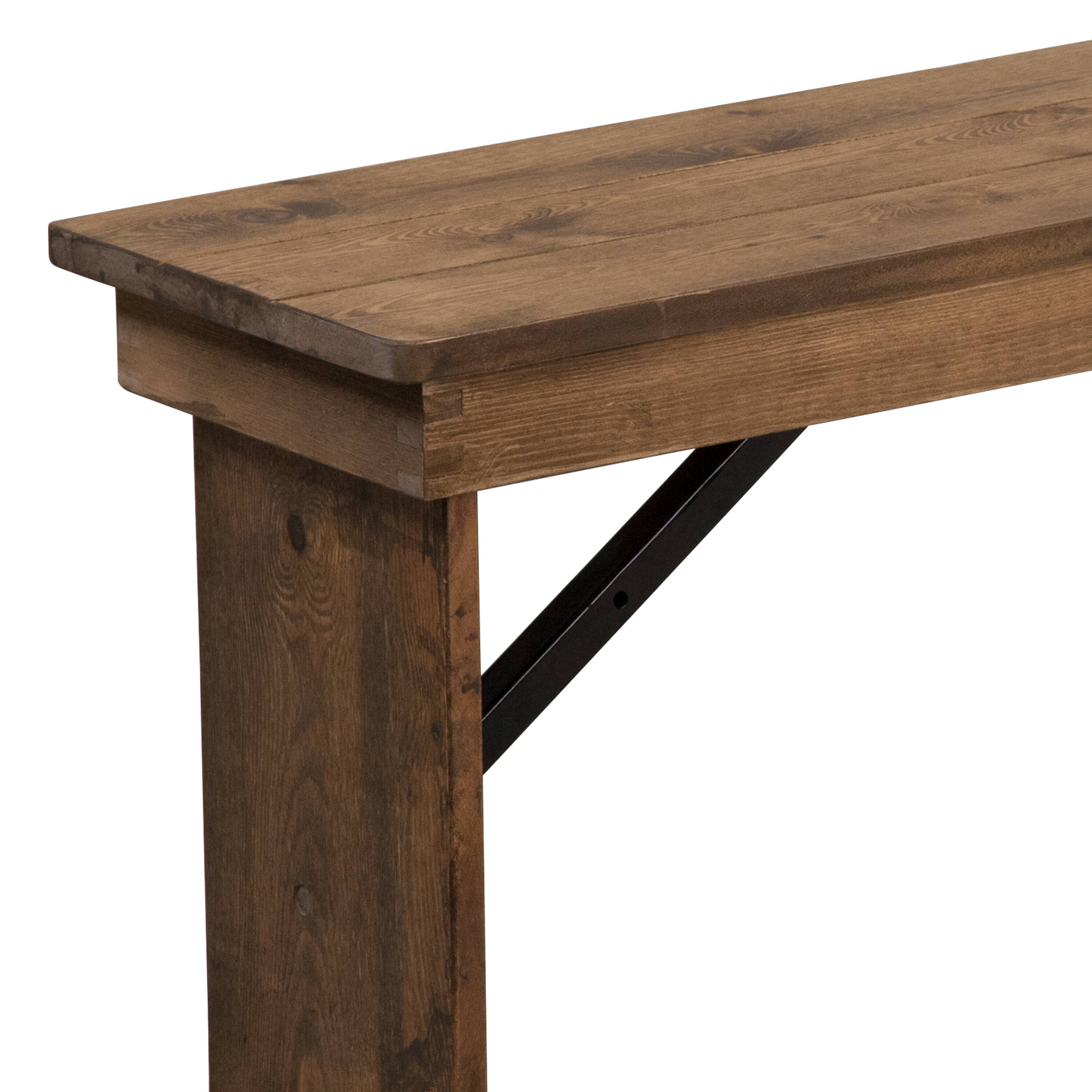 Alt View 7. Emma + Oliver - 40" x 12" Antique Rustic Solid Pine Folding Farm Bench - Portable Bench - Antique Rustic.
