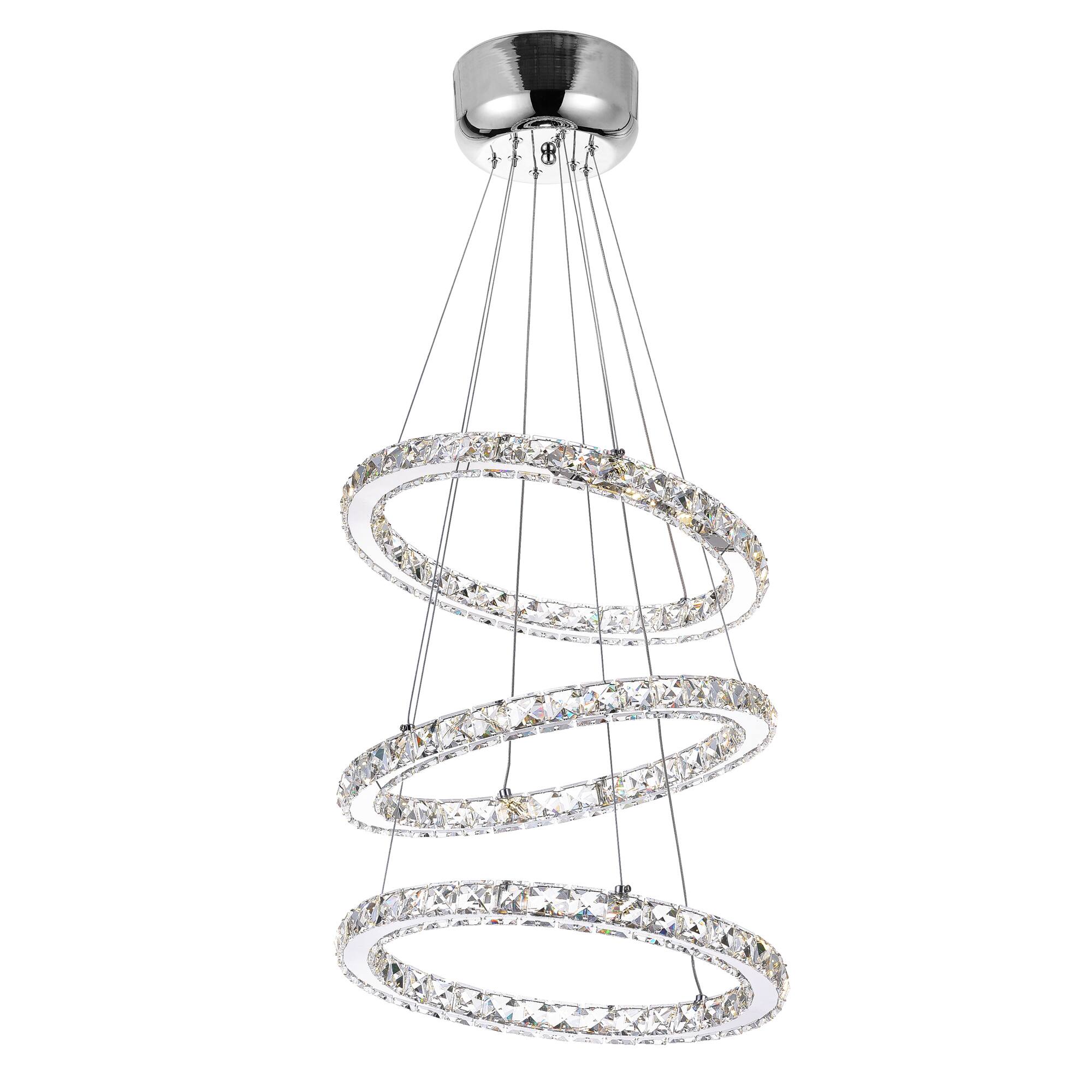 Front. CWI Lighting - Ring LED Chandelier With Chrome Finish - Stainless Steel.