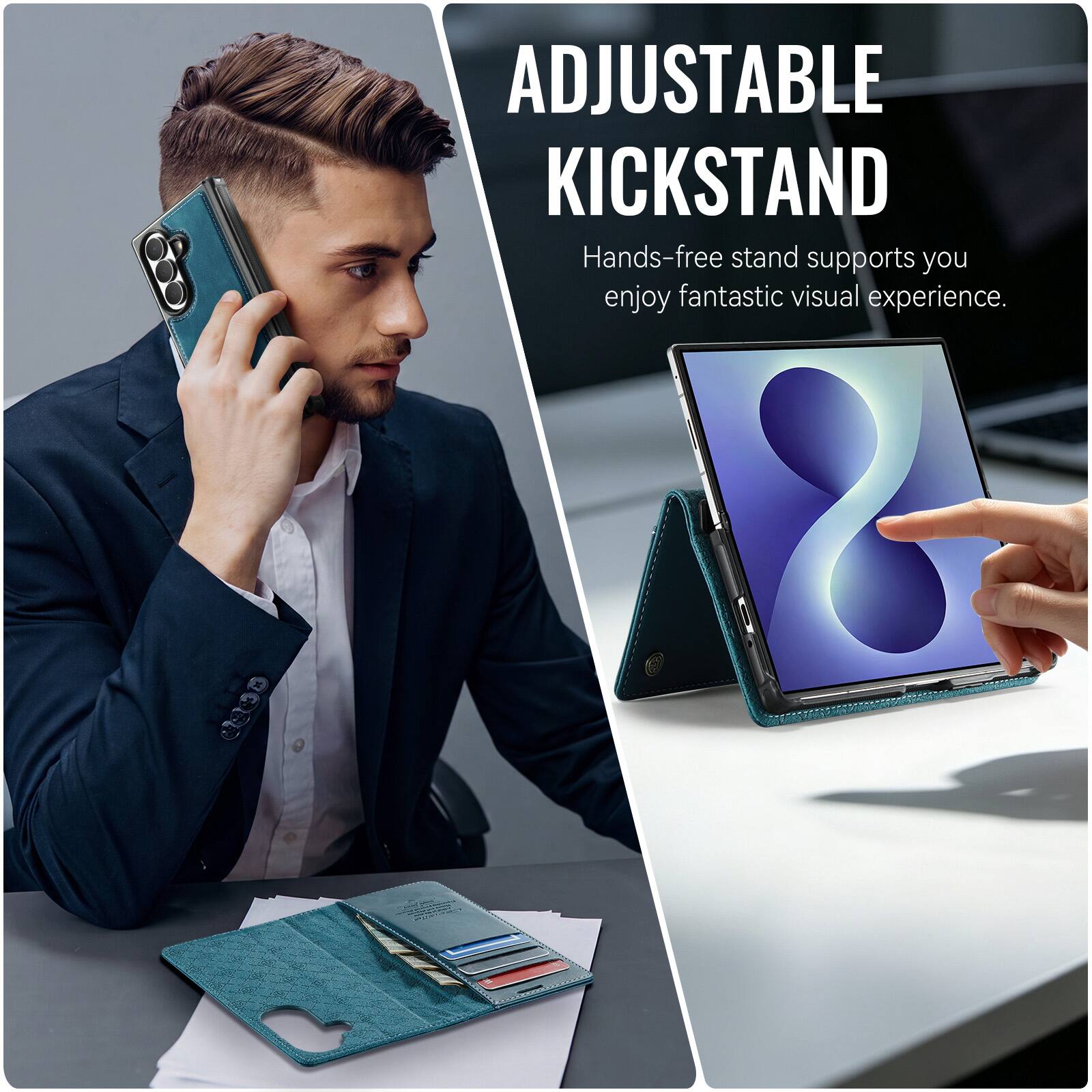 ADJUSTABLE KICKSTAND  
Hands-free stand supports you enjoy fantastic visual experience.