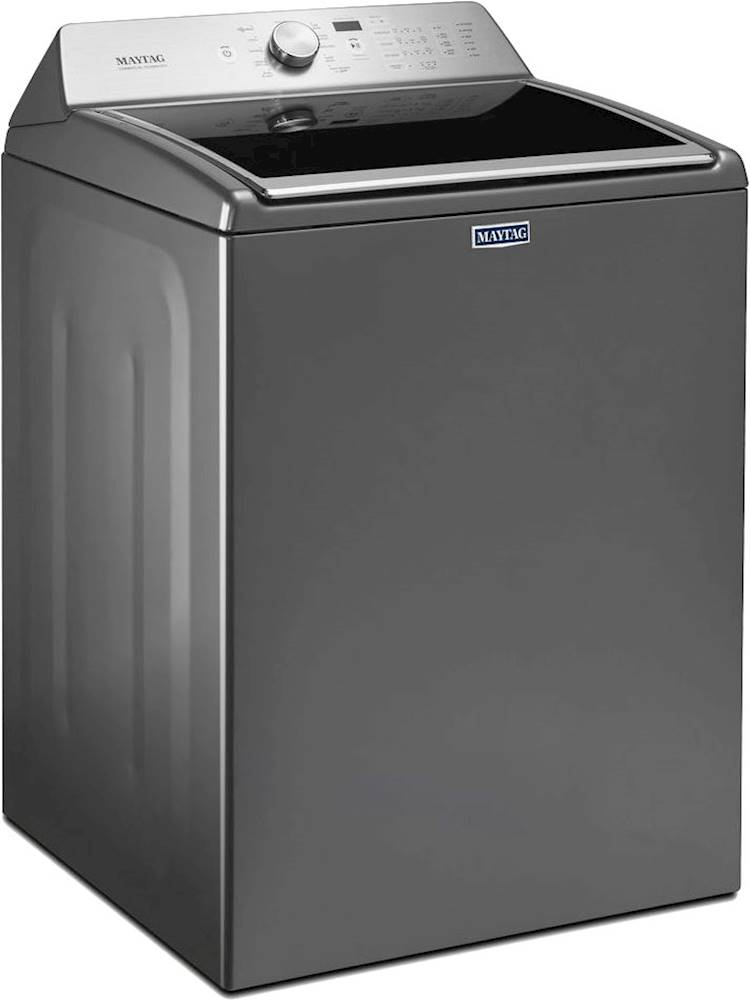 Angle View: Maytag - 4.7 Cu. Ft. 11-Cycle High-Efficiency Top-Loading Washer - Metallic slate