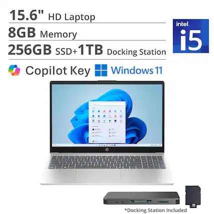 15.6" HD Laptop
Intel i5
8GB Memory
256GB SSD + 1TB
Docking Station
Copilot Key
Windows 11
*Docking Station Included