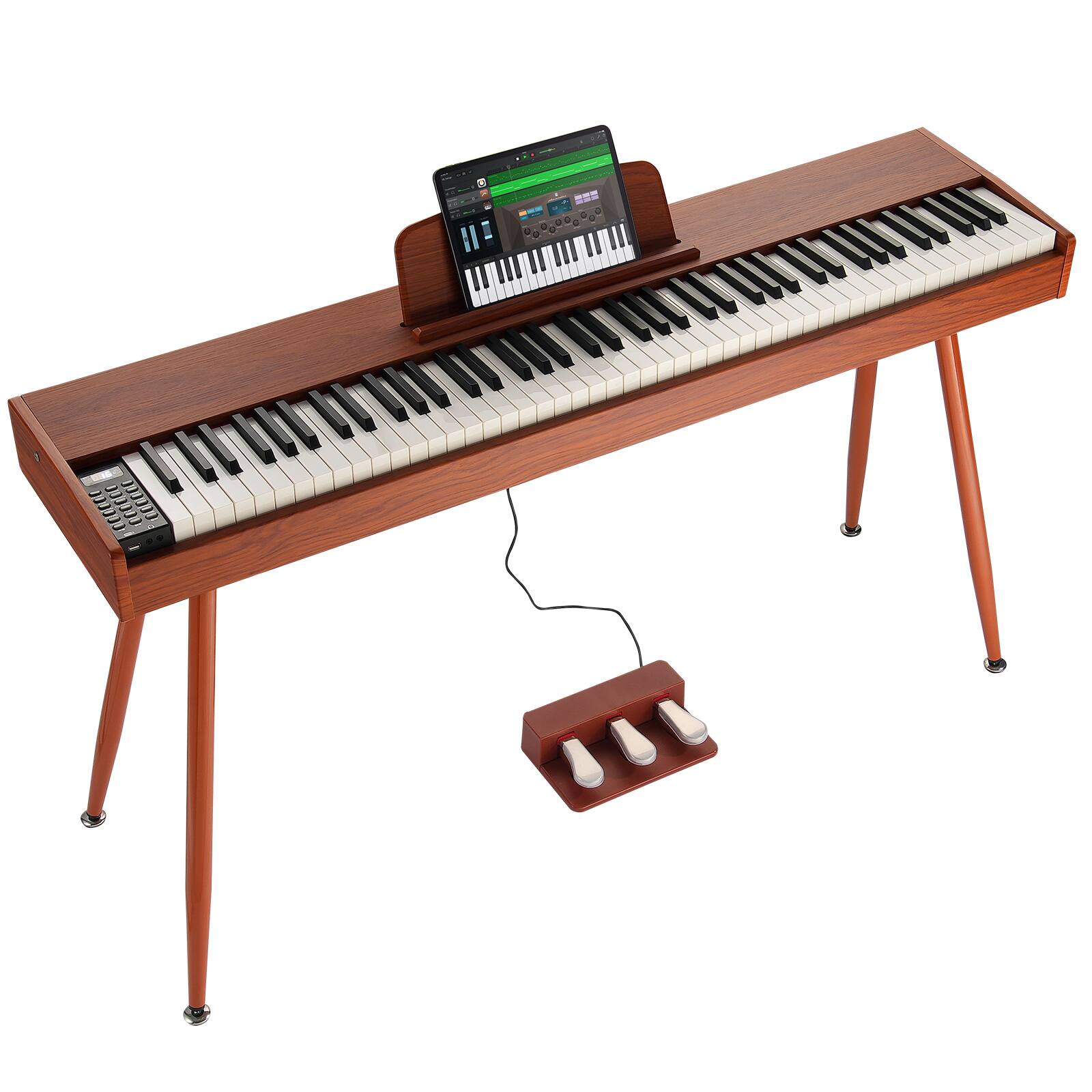 Alt View 5. VEVOR - Weighted Digital Piano, 88 Key Fully Weighted Keys, Electric Piano Dual Keyboard & Speakers Four Legged Piano Stand - Beige.