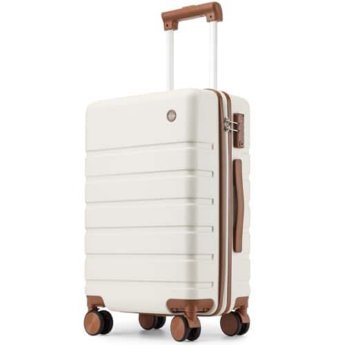 Vulpecula Spade - Carry on Luggage Suitcase, 22x14x9 Airline Approved 20 Inch Hardside Carry-on Luggage with Spinner Wheels, Hard Shell - White