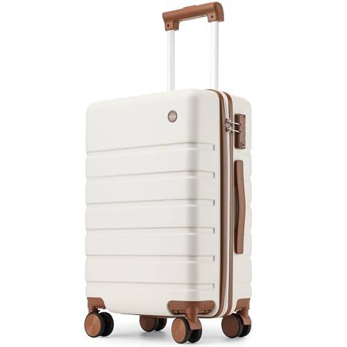 Front. Vulpecula Spade - Carry on Luggage Suitcase, 22x14x9 Airline Approved 20 Inch Hardside Carry-on Luggage with Spinner Wheels, Hard Shell - White.