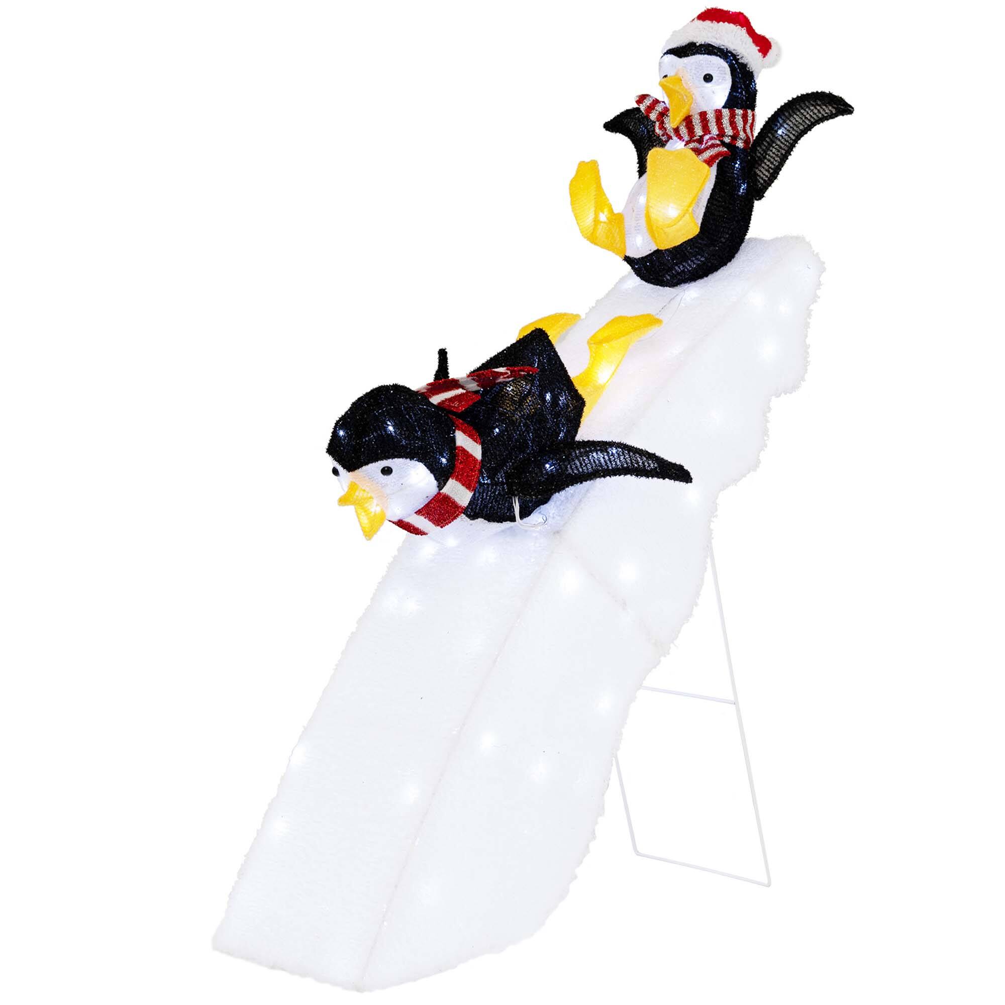 Alt View 19. Costway - 4FT Pre-Lit Christmas Penguin Ice Skating Decoration with Snowy Slide & LED Lights - Multicolor.