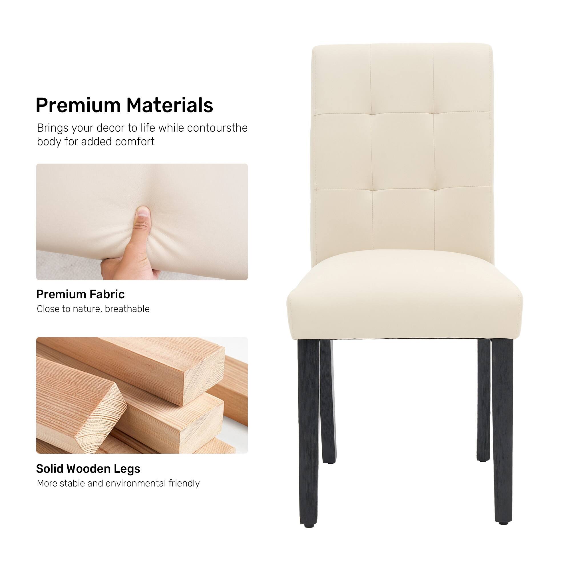 Premium Materials, Premium Fabric, Solid Wooden Legs