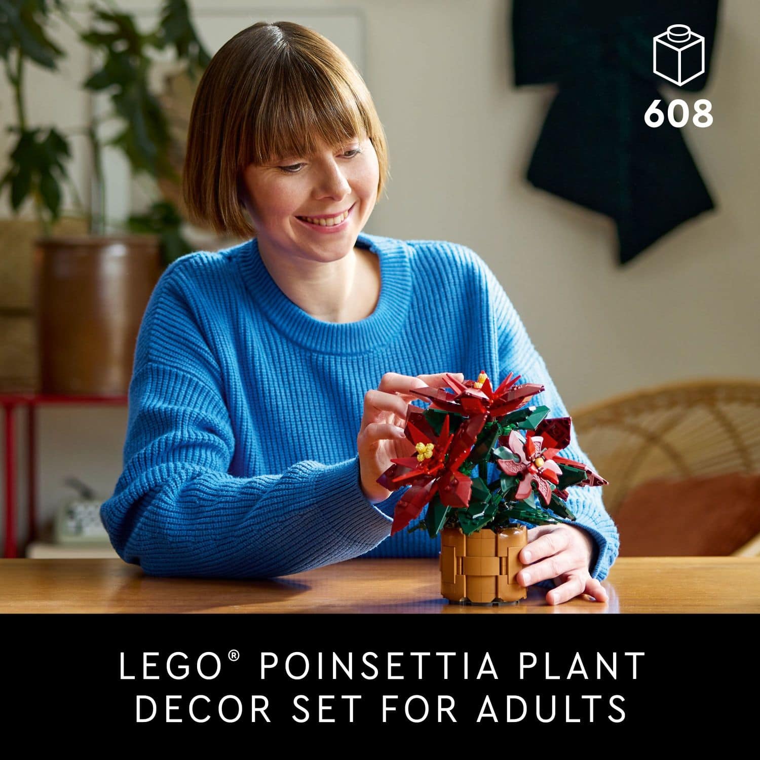 608 LEGO Poinsetta Plant Decor Set for Adults