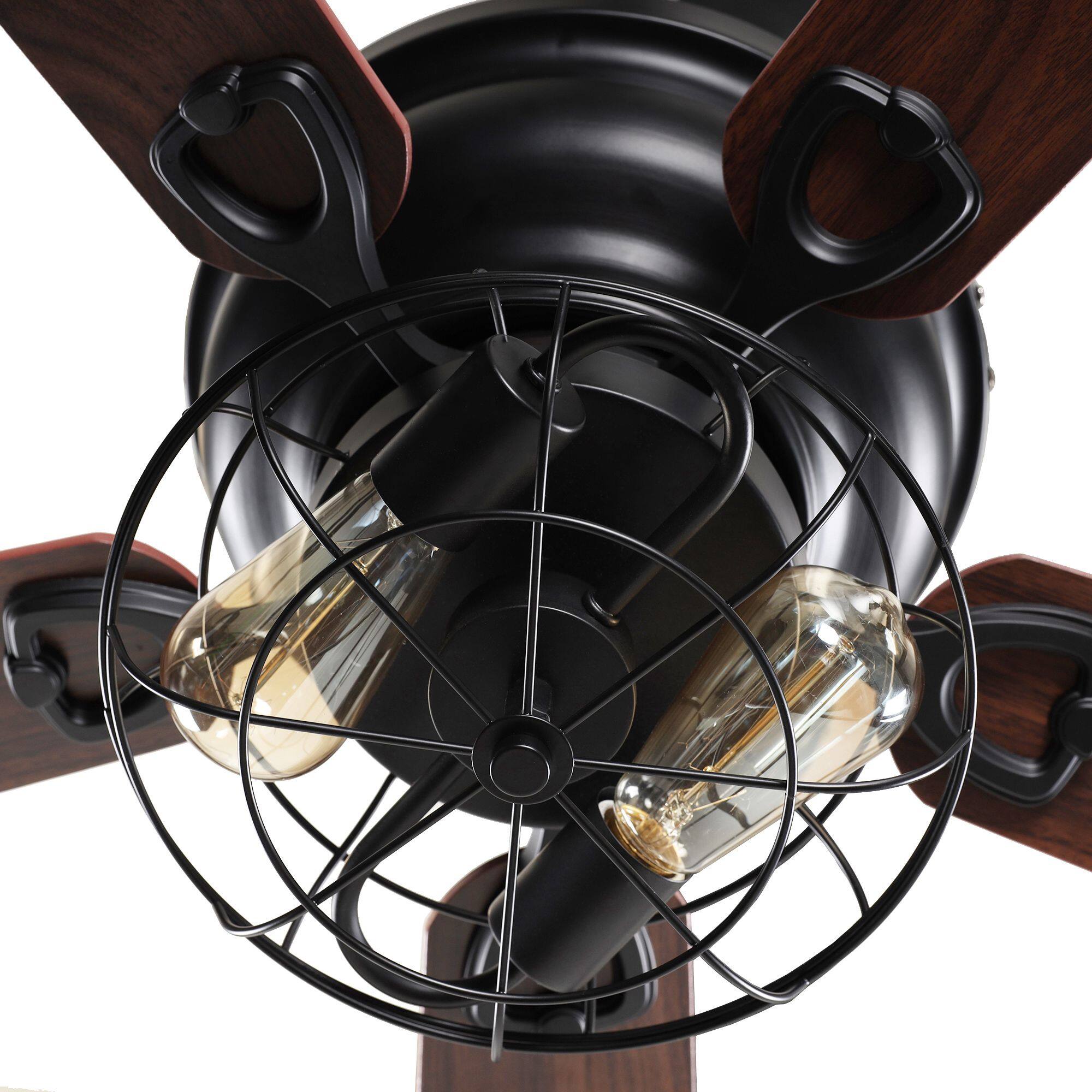 Alt View 6. Parrot Uncle - 48" Matte Black Industrial 2-Light Ceiling Fan with Remote - Matte Black.