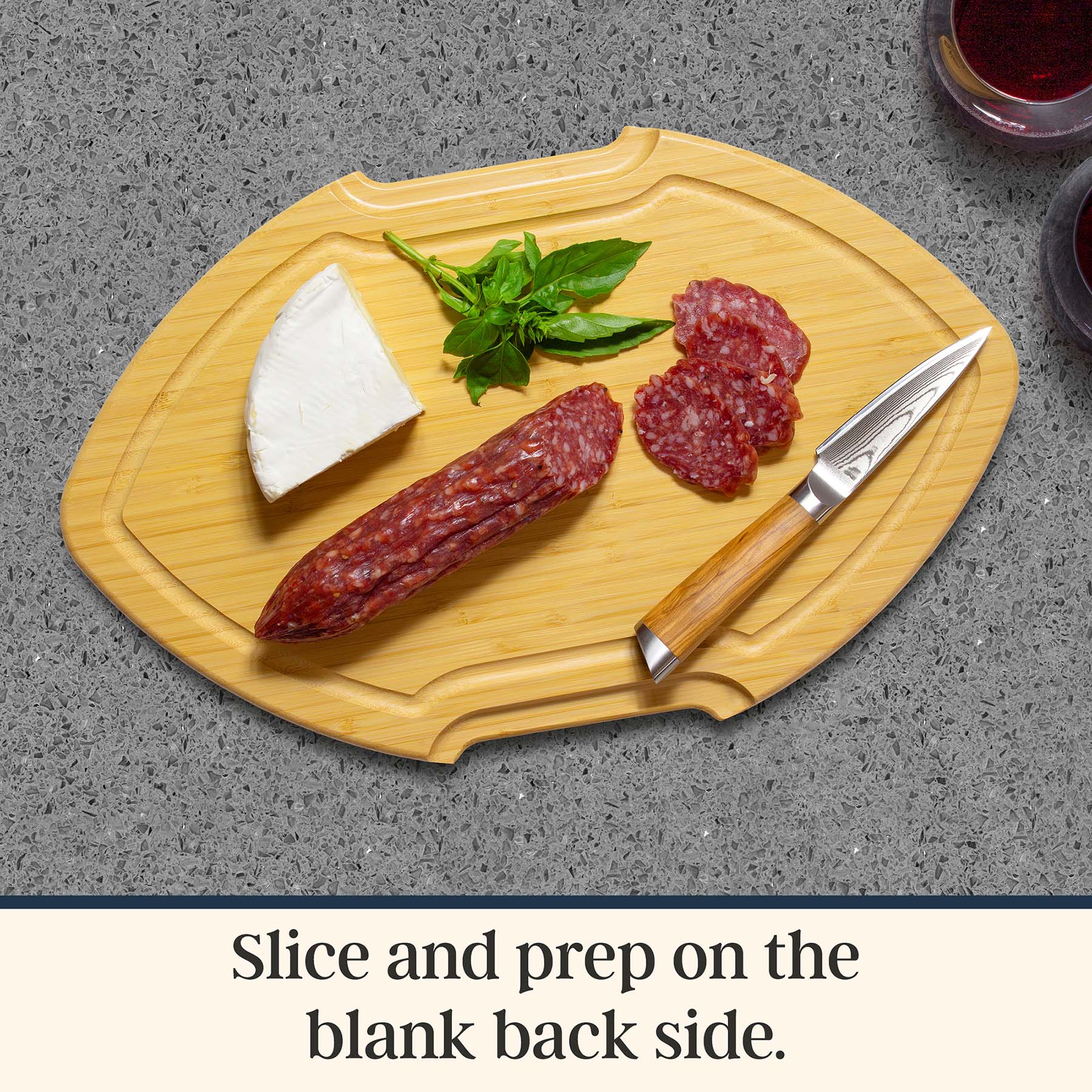 Slice and prep on the blank back side.