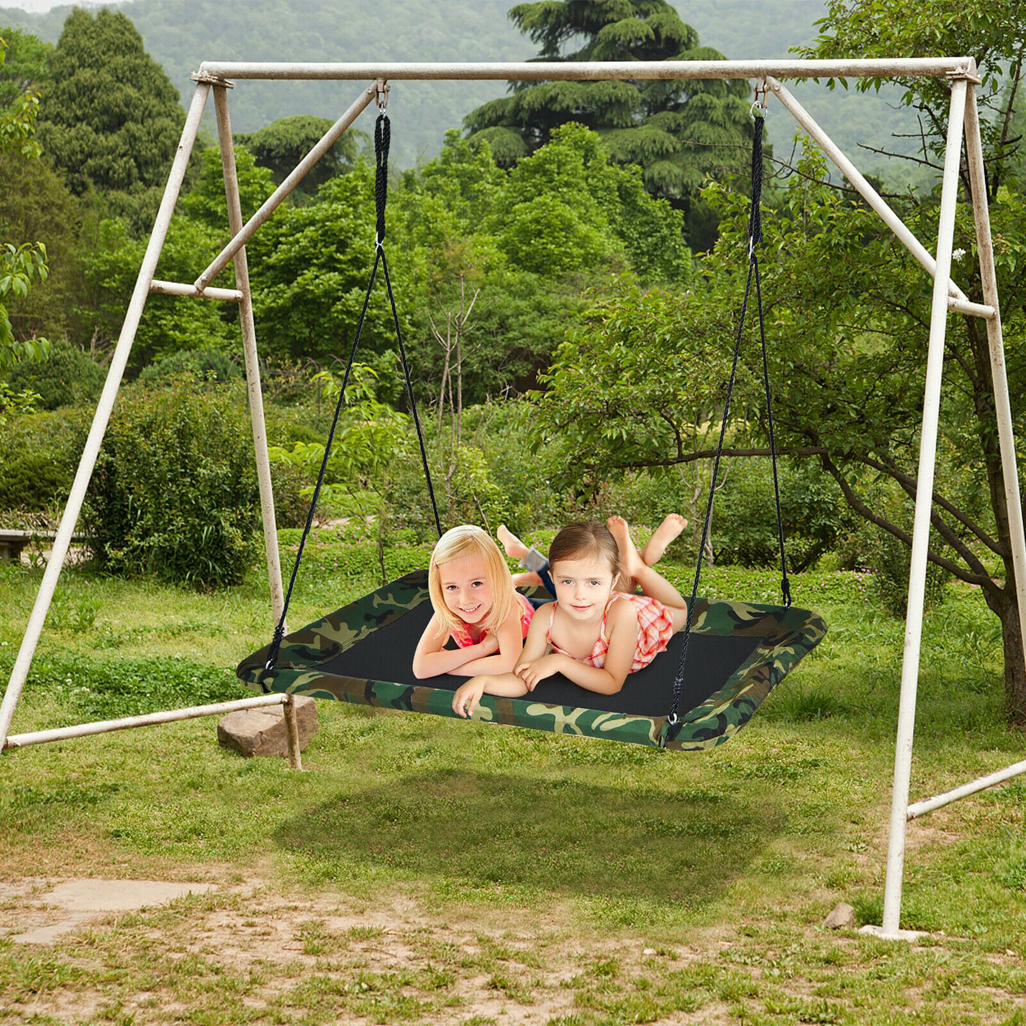 Alt View 1. Costway - Costway 700lb Giant 60"Platform Tree Swing Outdoor w/ 2 Hanging Strap Camo - Camo Green.