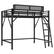 Alt View 8. GOODSILO - Full Size Metal Loft Bed with Storage Shelves and Ladder for Kids and Teens - Black.