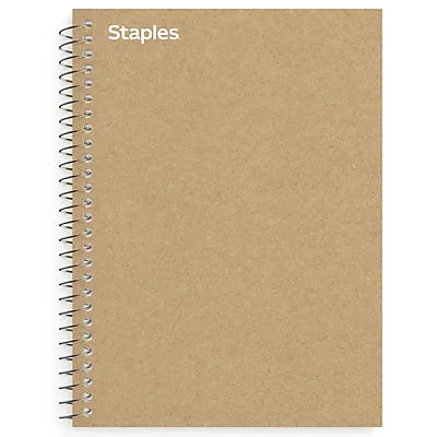 Front. Staples - Premium 1-Subject Notebook, 5.875" x 9", College Ruled, 100 Sheets - Brown.