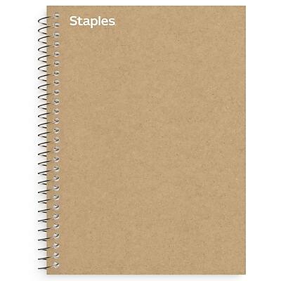 Front. Staples - Premium 1-Subject Notebook, 5.875" x 9", College Ruled, 100 Sheets  - Brown.