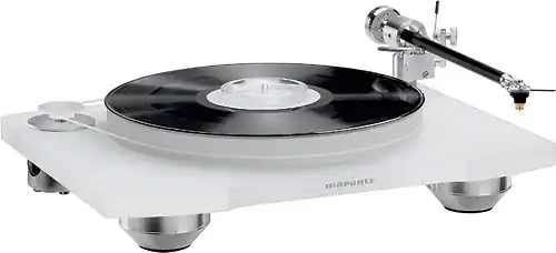Angle. Marantz - TT-15S1 Manual Belt-Drive Turntable for Vinyl Records, Floating Motor for Low-Vibration, Cartridge Included - Transparent White.