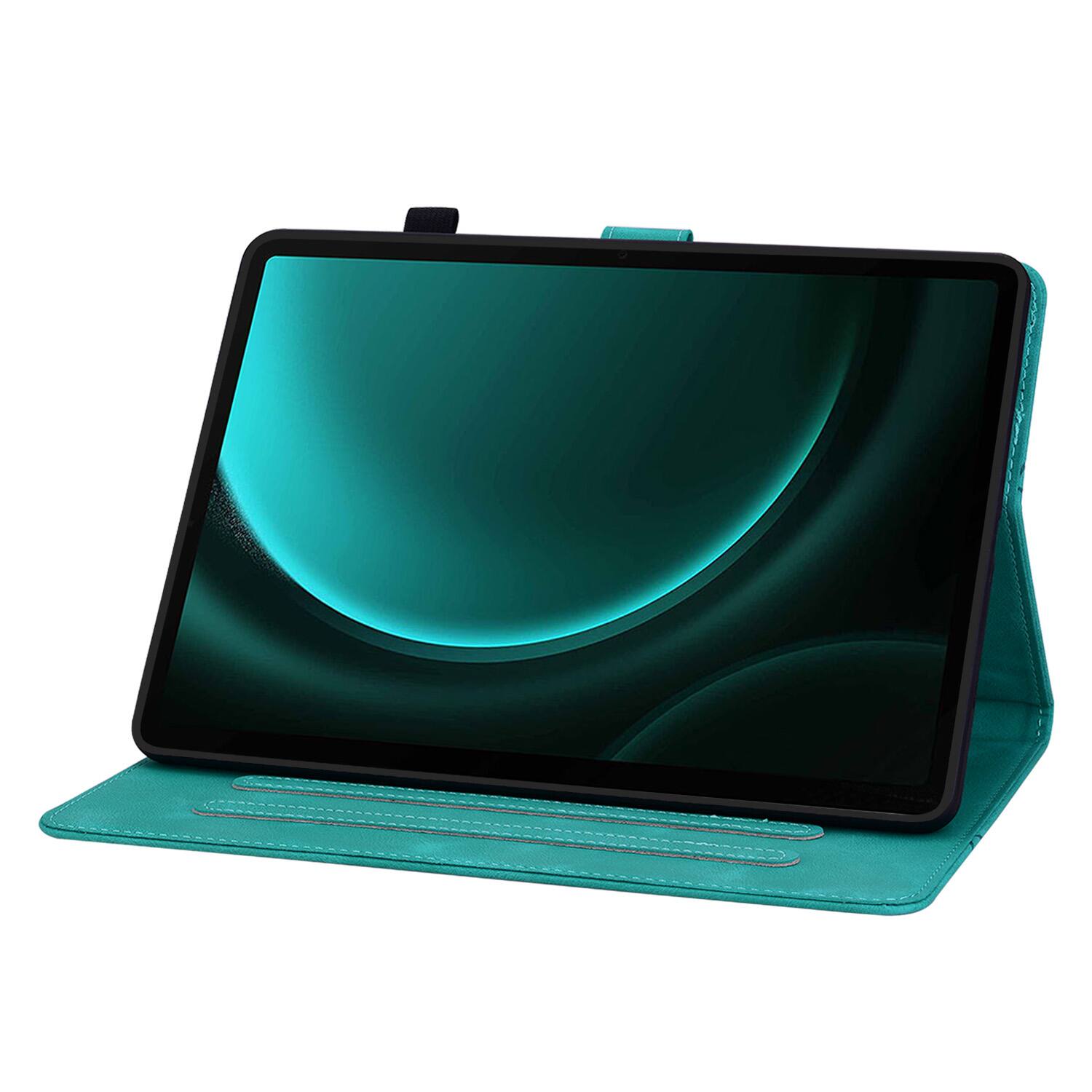 Alt View 1. Dteck - Case for Samsung Galaxy Tab S10 FE & S10 Lite and S9 FE & S9,Embossed Pattern PU Leather Flip Card Holder Stand Cover - Green.