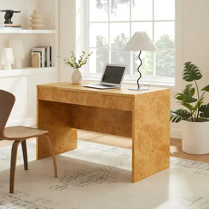 Front. Modway - Hudson 2-Drawer Burl Wood Desk by Modway - Natural.