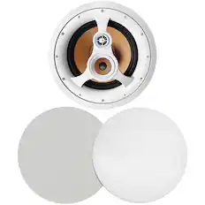Front. BIC America - 250-Watt 3-Way 10" In-Ceiling Speaker with Pivoting Tweeter & Midrange Plus Metal & Cloth Grilles - White.