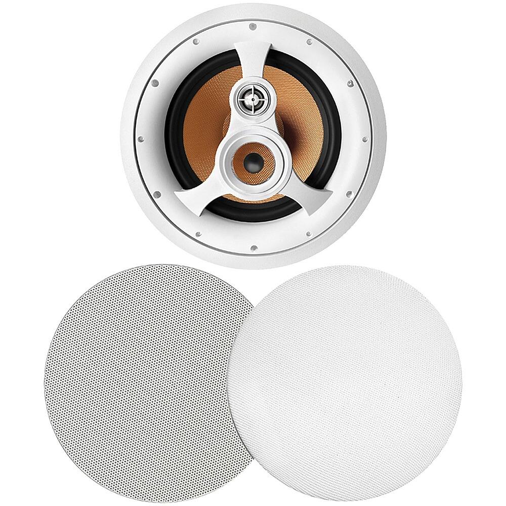 BIC America - 250-Watt 3-Way 10" In-Ceiling Speaker with Pivoting Tweeter & Midrange Plus Metal & Cloth Grilles - White