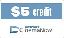 Front Large. CinemaNow - $5 Gift Credit (Immediate Delivery).