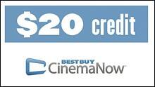 Front Large. CinemaNow - $20 Gift Credit (Immediate Delivery).