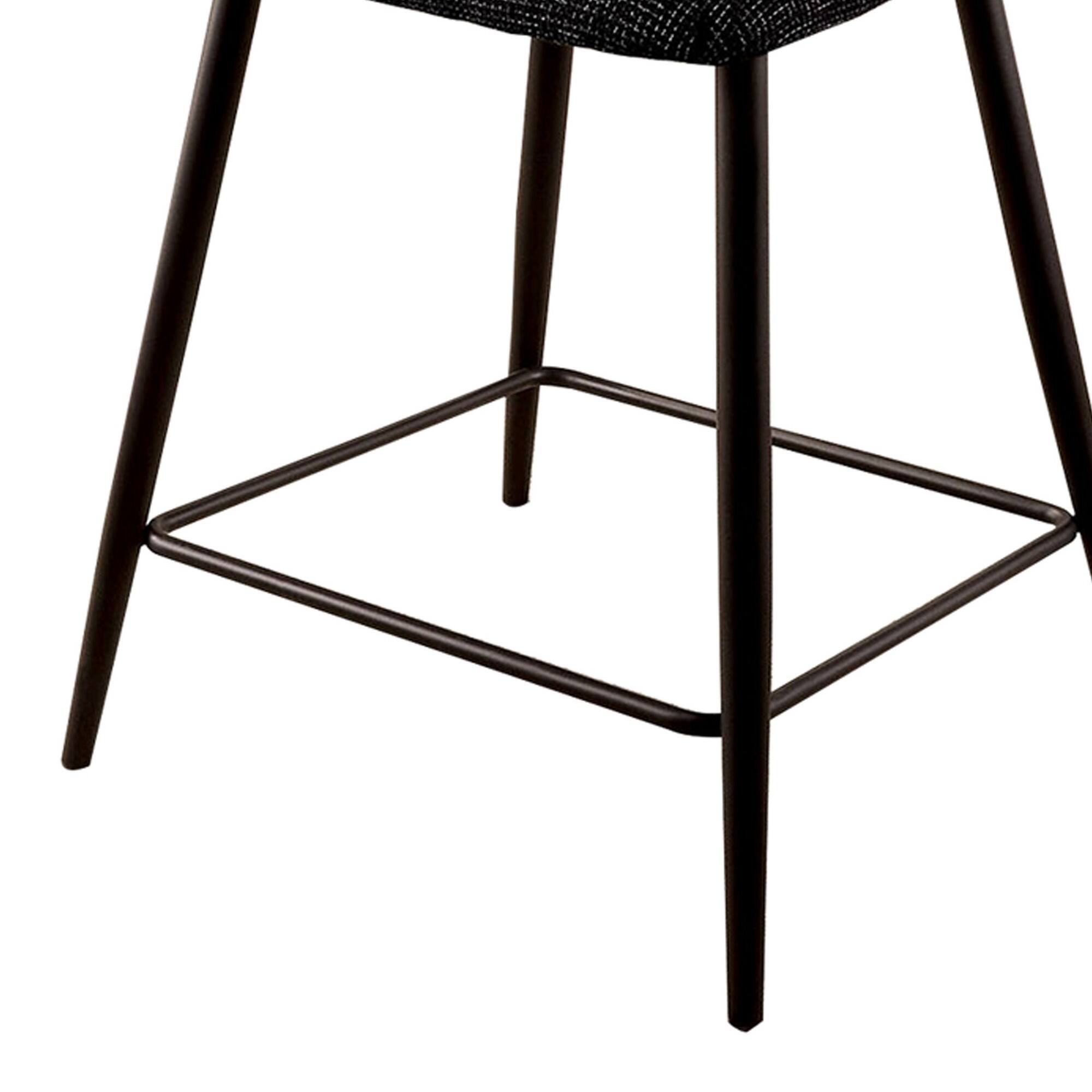 Alt View 2. Manhattan Lane - Fabric Counter Height Chairs with Angled Metal Legs, Set of 2 - Black.