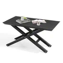 Crestlive Products - outdoor Liftable dining table Rectangle Outdoor Coffee Table - Black