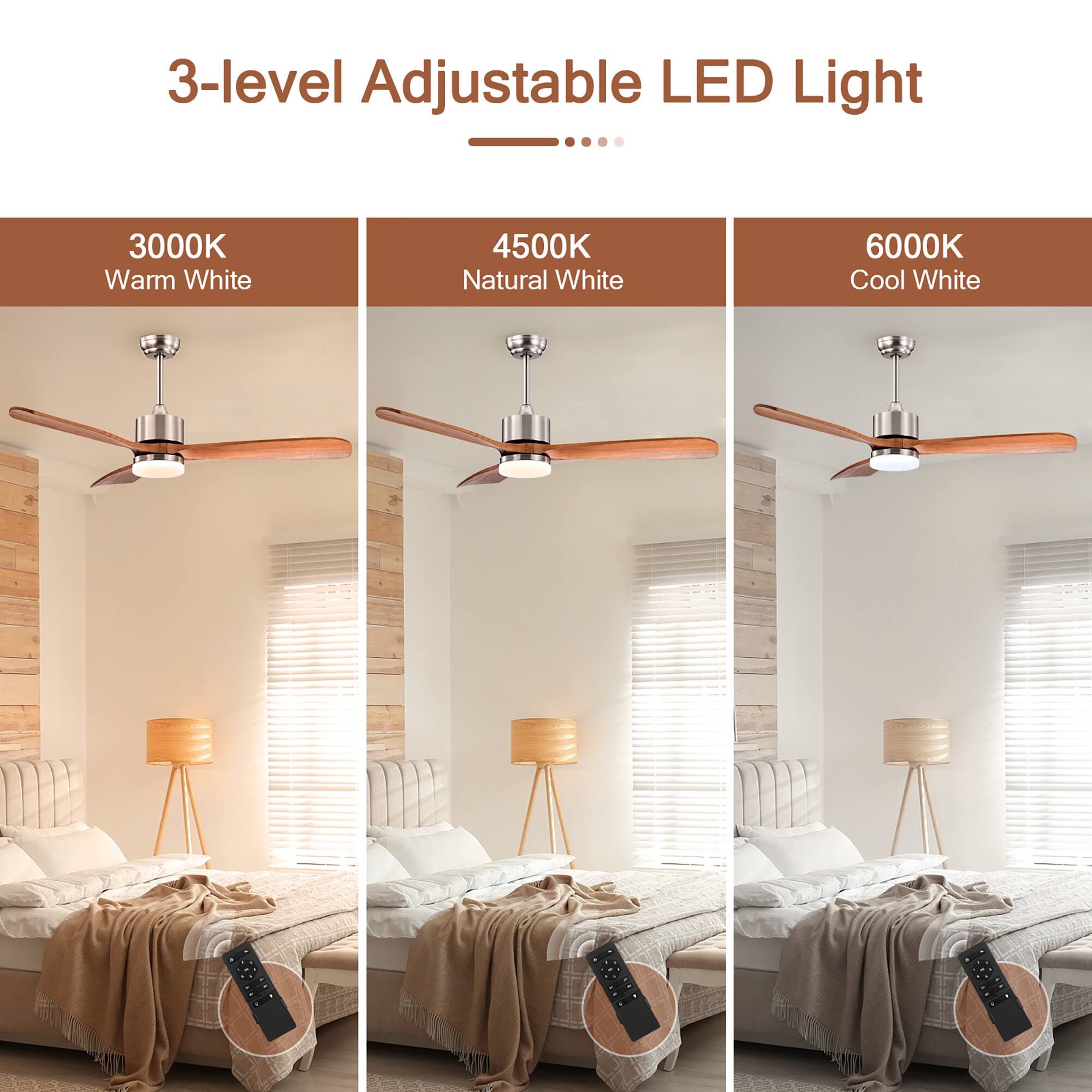 3-Level Adjustable LED Light: 3000K Warm White, 4500K Natural White, 6000K Cool White.
