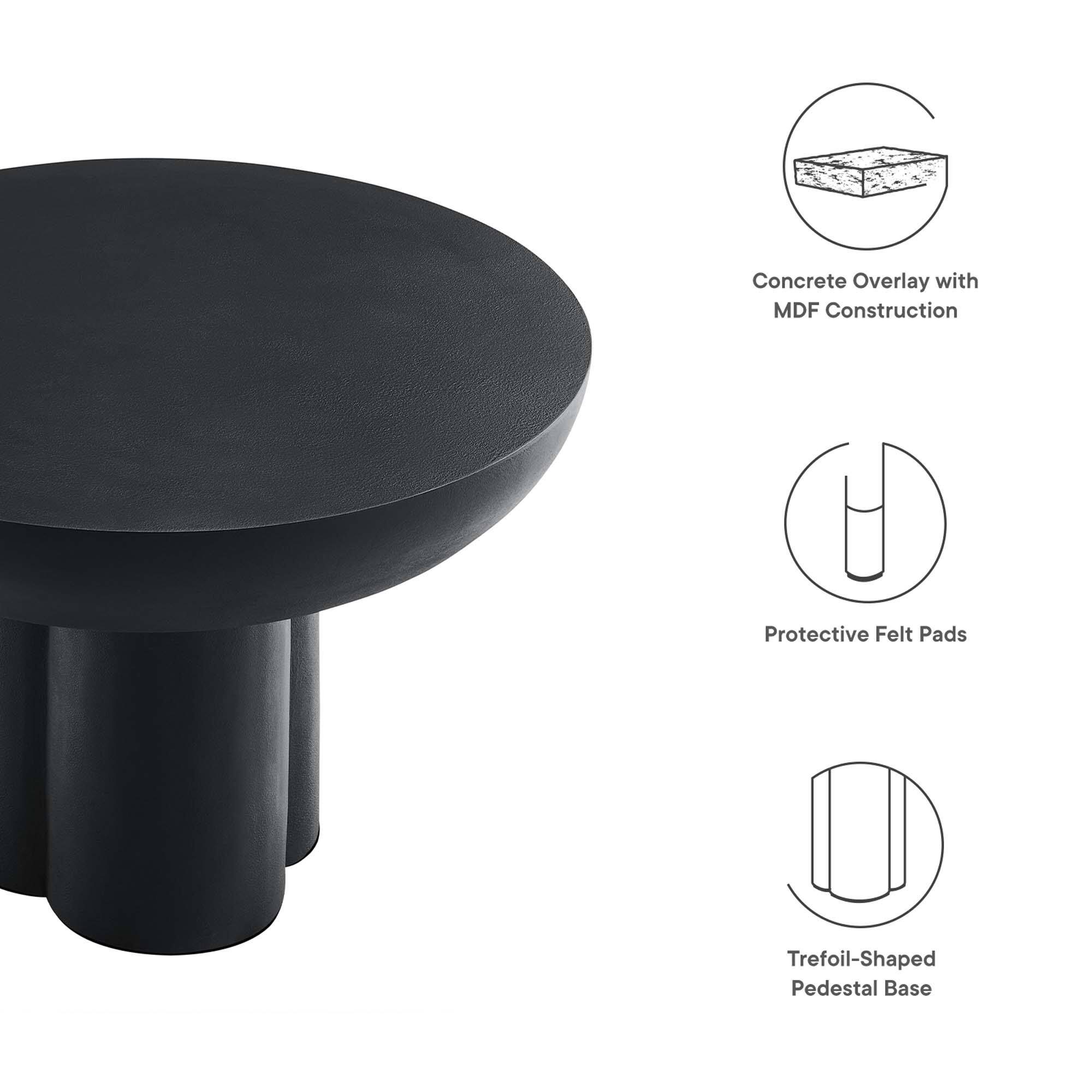 Concrete Overlay with MDF Construction  
Protective Felt Pads  
Trefoil-Shaped Pedestal Base