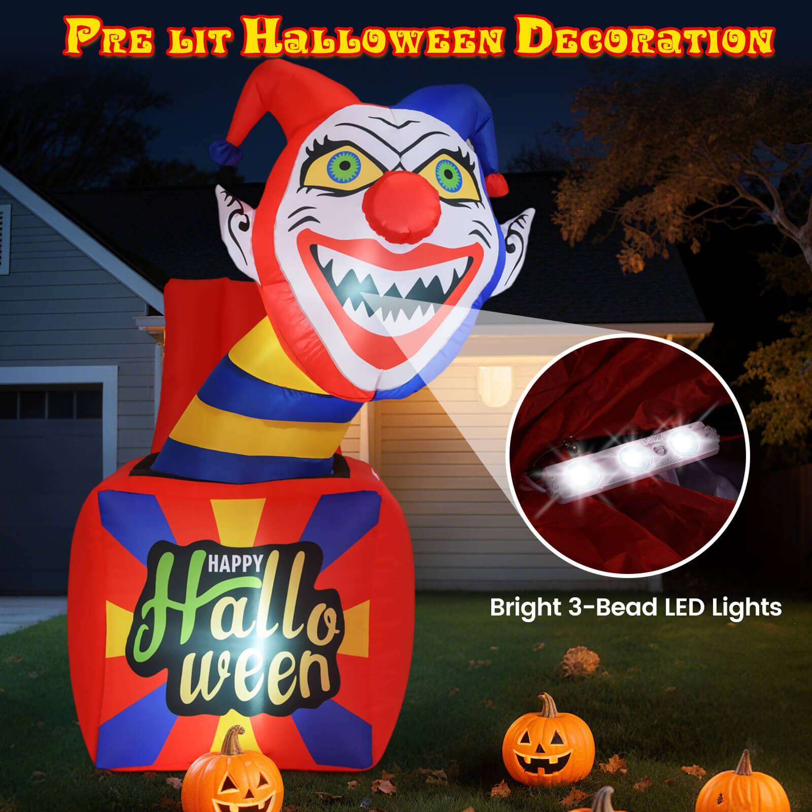 Pre Lit Halloween Decoration

Bright 3-Bead LED Lights

Happy Halloween