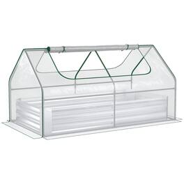 Outsunny - 6 x 3 x 1ft Raised Garden Bed with Mini Greenhouse, Galvanized Raised Garden Bed with Cover for Herbs and Vegetables - Silver