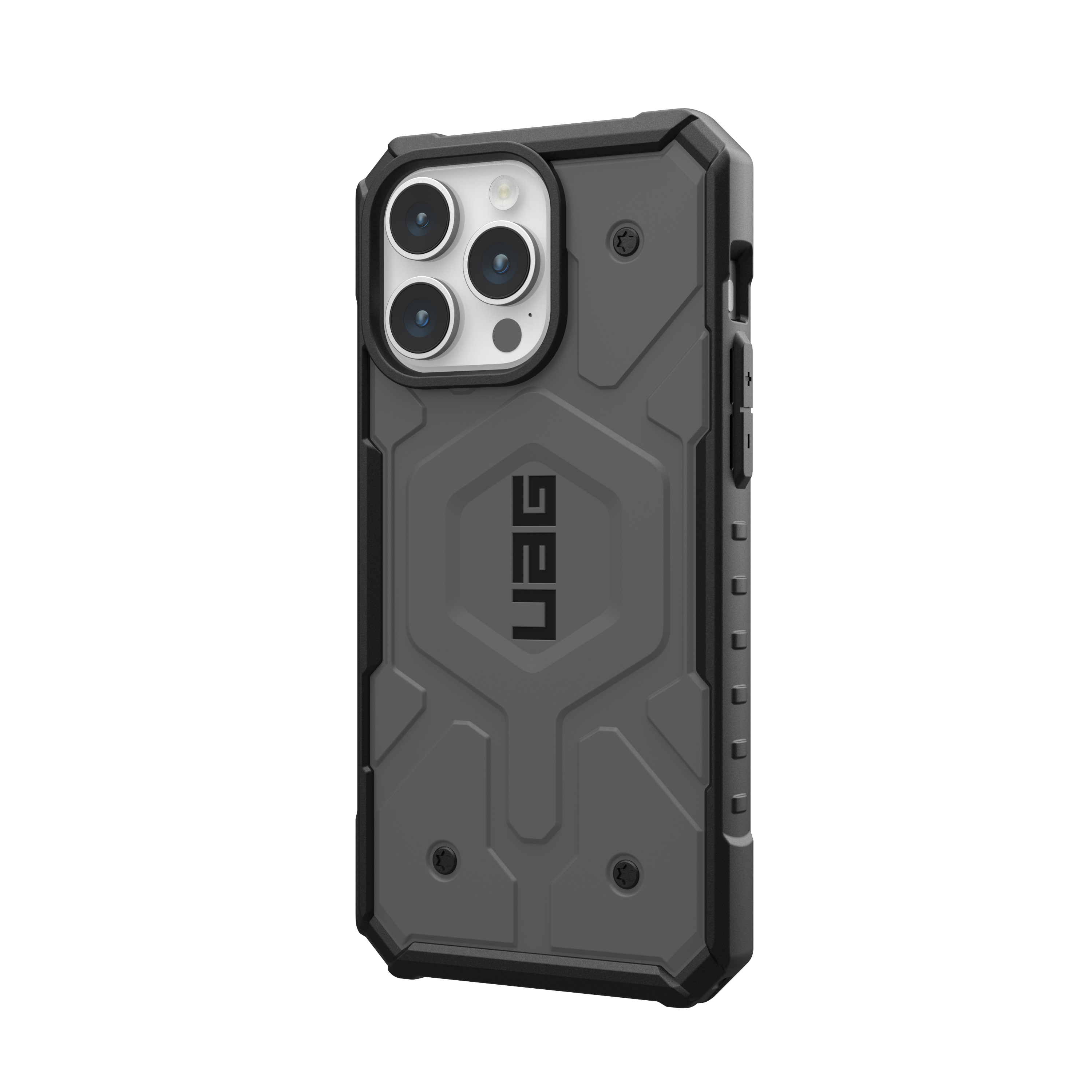 Angle. UAG - Pathfinder Series Case with Magsafe for Apple iPhone 15 Pro Max - Silver.