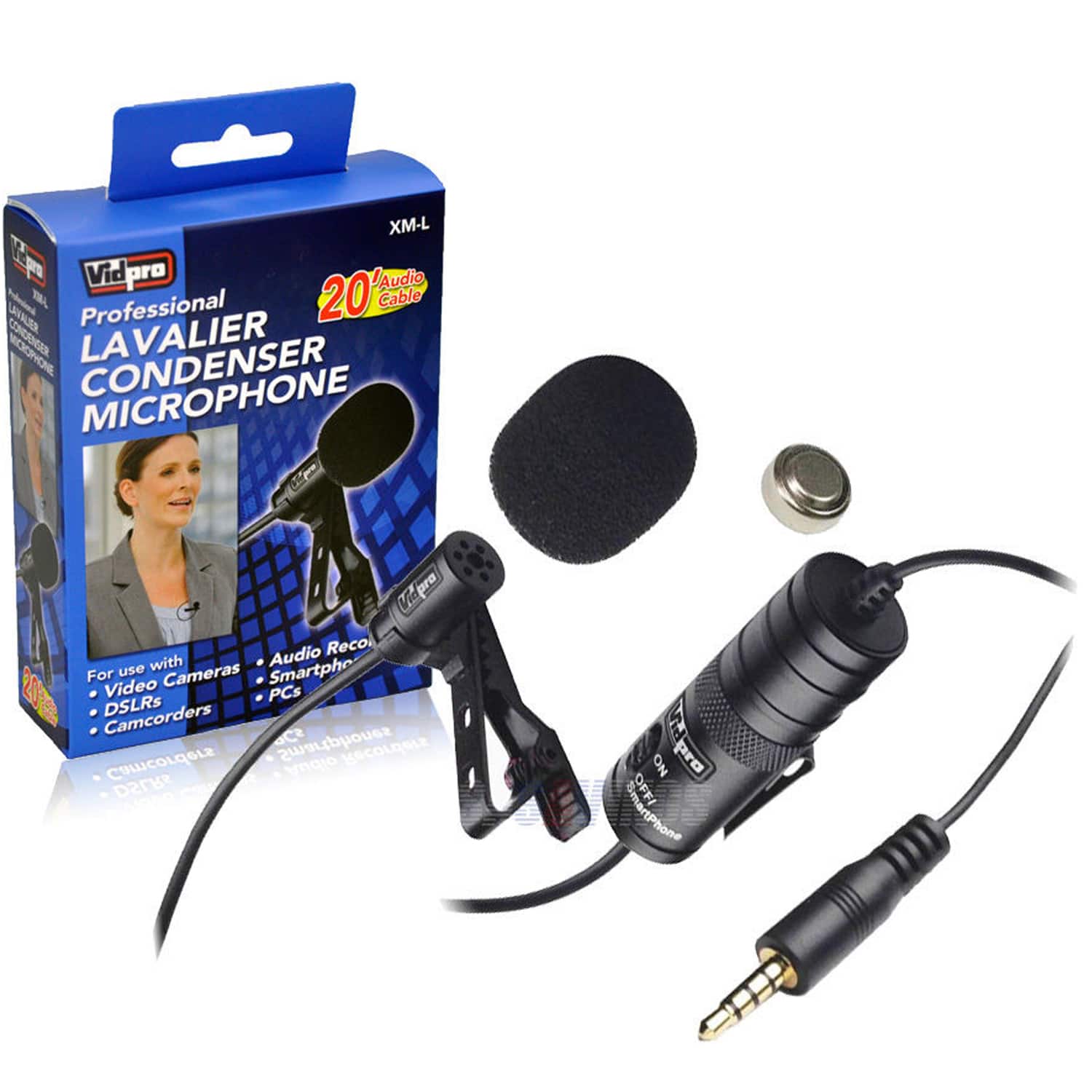 Vidpro - Vipro Professional Lavalier Condenser Microphone - Black