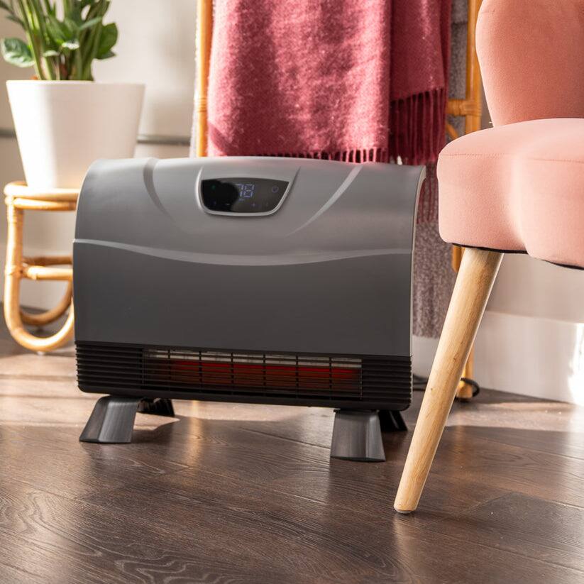 Alt View 1. Heat Storm - 1500 Watt Infrared Wall or Portable Electric Heater  - Gray.