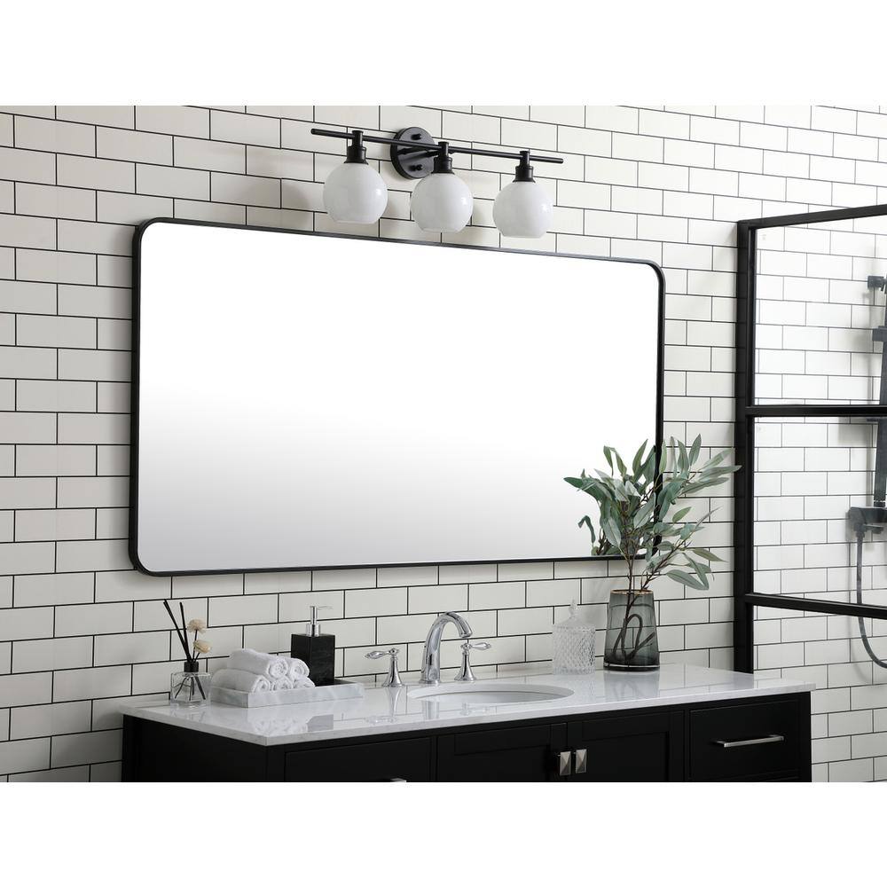 Alt View 4. Elegant Decor - Soft corner metal rectangular mirror 30x60 inch in Black - Black.
