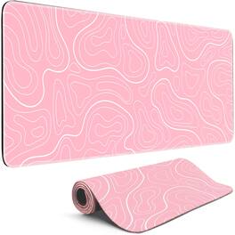 Cozy Serene - Gaming Mouse Pad Big Mousepad With Non-slip Rubber Base 31 5 X 11 8 In Xl Large Desk Mat For Home Office Long Computer - Pink Topographic Style