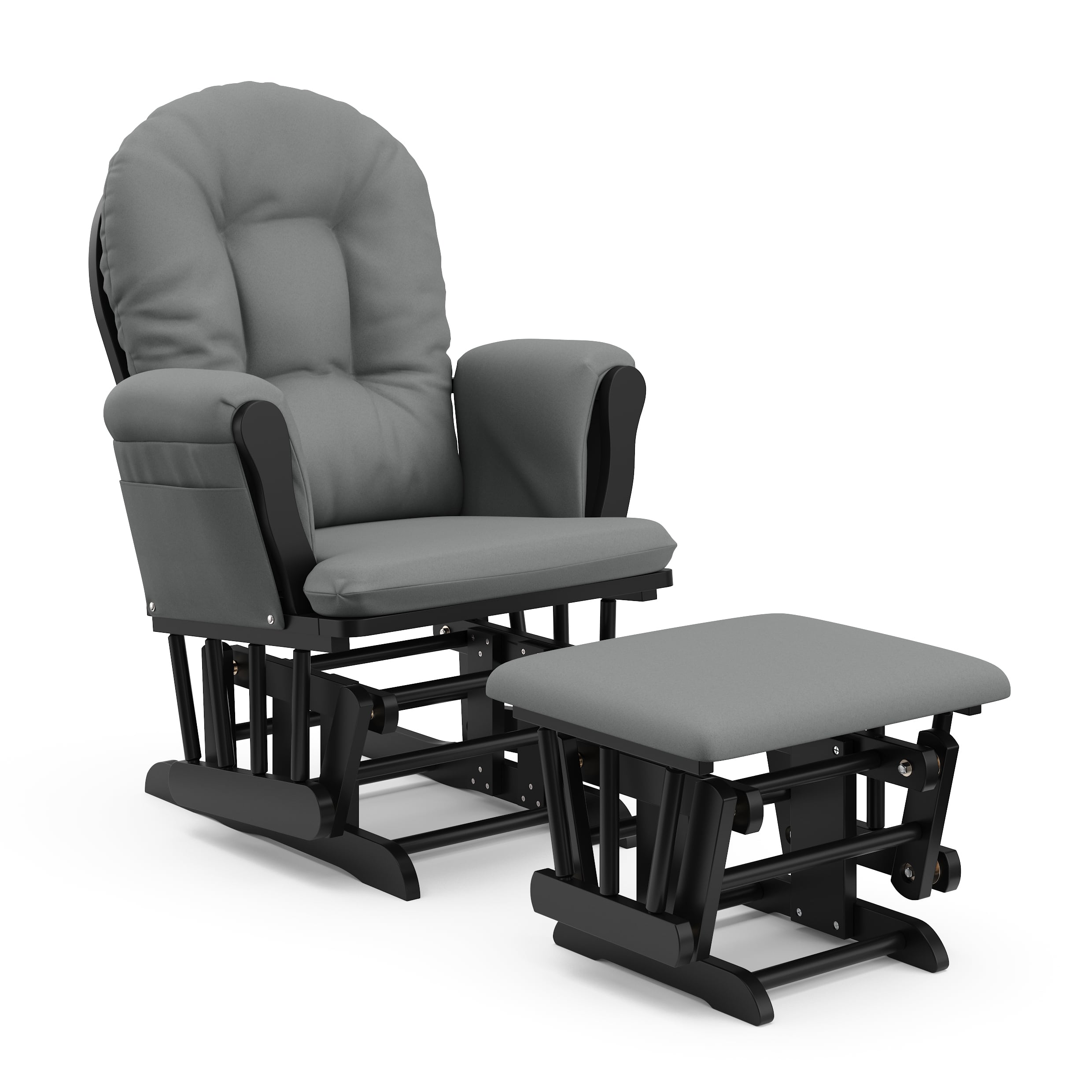 Front Zoom. Storkcraft - Hoop Glider and Ottoman - Black/Gray.