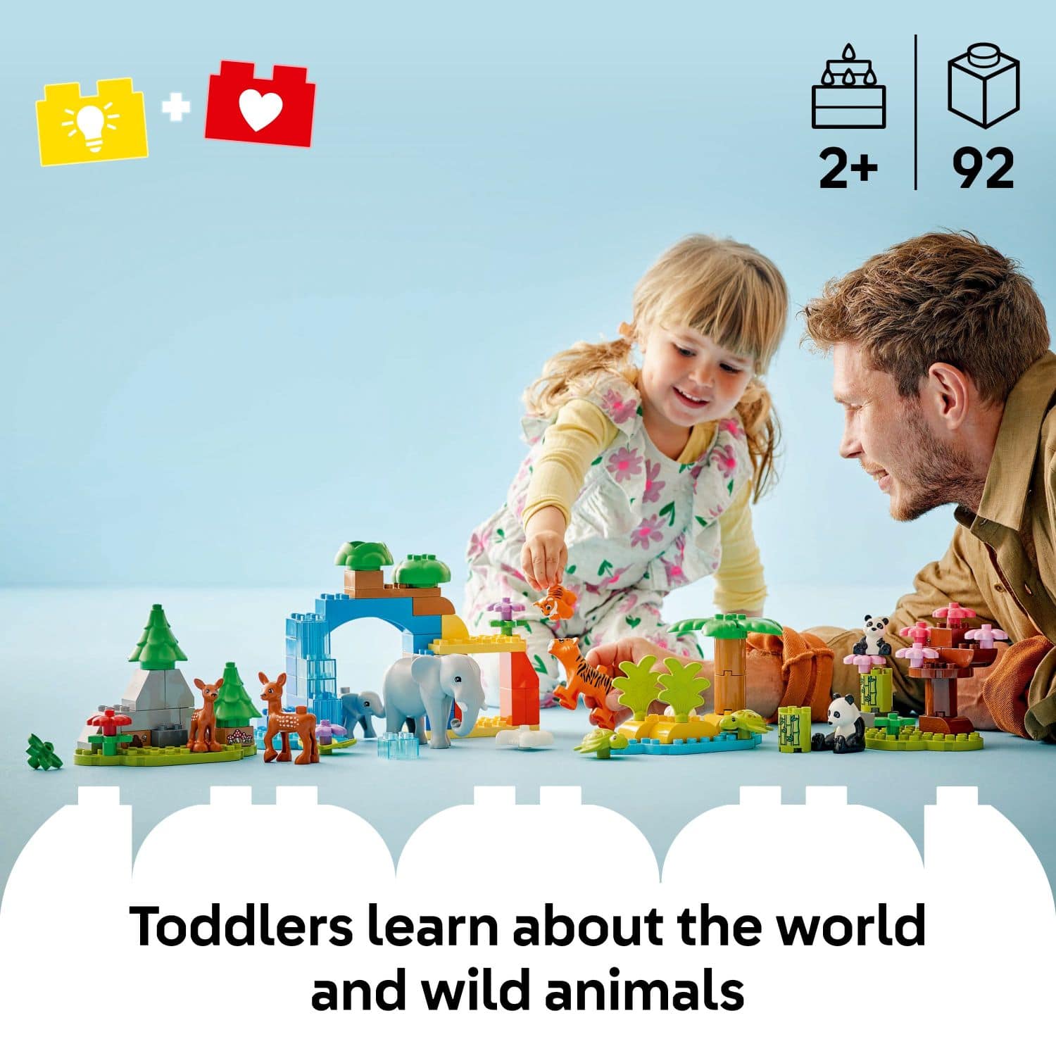 Toddlers learn about the world and wild animals.